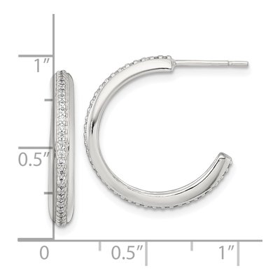 Sterling Silver 22mm CZ C- Hoop Earrings – view 4