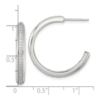 Sterling Silver 26mm CZ C- Hoop Earrings – view 4