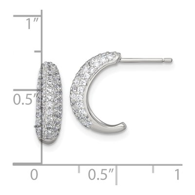 Sterling Silver 15mm CZ Pave J- Hoop Earrings – view 4