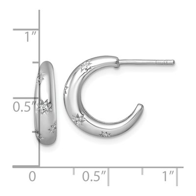 Sterling Silver 16mm CZ Star C- Hoop Earrings – view 4