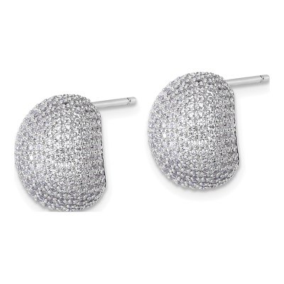Sterling Silver CZ Pave Button Stud Earrings – view 3