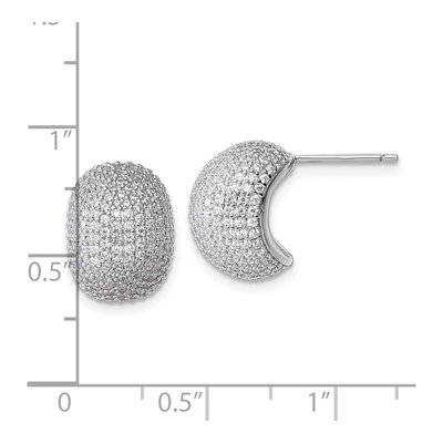 Sterling Silver CZ Pave Button Stud Earrings – view 4