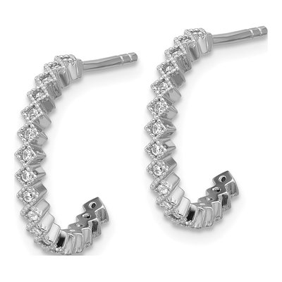 Sterling Silver 17mm CZ J- Hoop Earrings – view 2