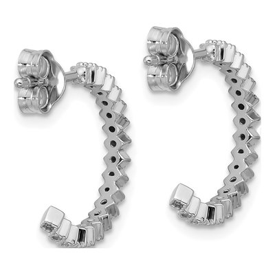Sterling Silver 17mm CZ J- Hoop Earrings – view 3