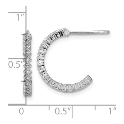 Sterling Silver 17mm CZ J- Hoop Earrings – view 4