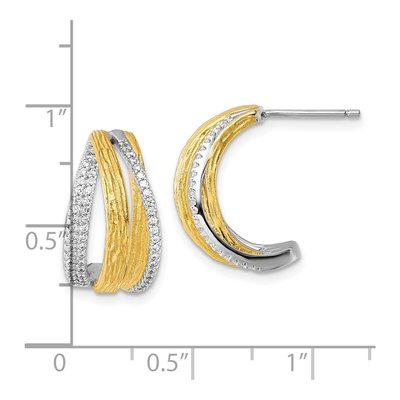 Sterling Silver 18mm CZ J- Hoop Earrings – view 4