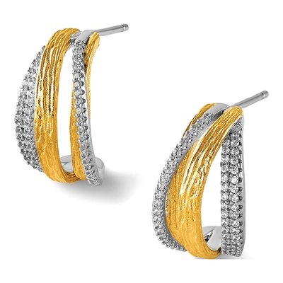 Sterling Silver 18mm CZ J- Hoop Earrings – view 5
