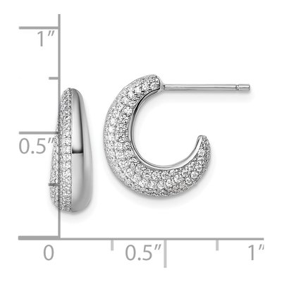 Sterling Silver 15mm CZ J- Hoop Earrings – view 4