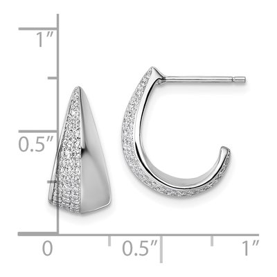 Sterling Silver 17mm CZ J- Hoop Earrings – view 4