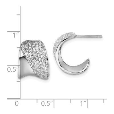 Sterling Silver 15mm CZ J- Hoop Earrings – view 4