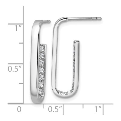 Sterling Silver 26mm CZ Rectangle Hoop Earrings – view 4