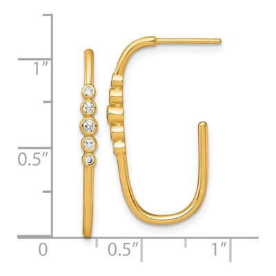 Gold-Plated Sterling Silver 28mm CZ J- Hoop Earrings – view 4