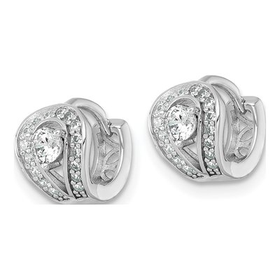Sterling Silver 8.9mm CZ Halo Huggie Hoop Earrings – view 3