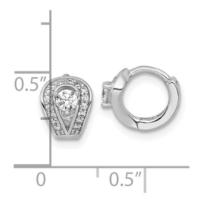 Sterling Silver 8.9mm CZ Halo Huggie Hoop Earrings – view 4