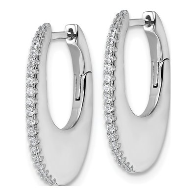 Sterling Silver 22mm CZ Oval Huggie Hoop Earrings – view 3