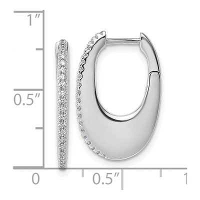 Sterling Silver 22mm CZ Oval Huggie Hoop Earrings – view 4