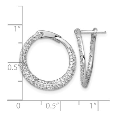 Sterling Silver 21mm CZ Pave Huggie Hoop Earrings – view 4