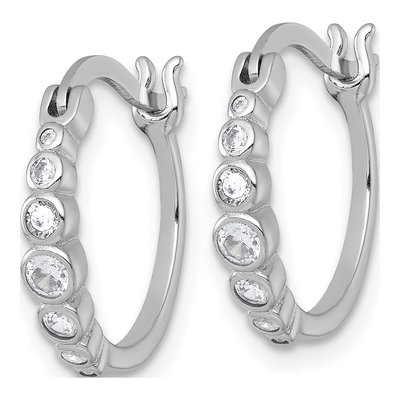 Sterling Silver 19mm CZ Graduated Hoop Earrings – view 3
