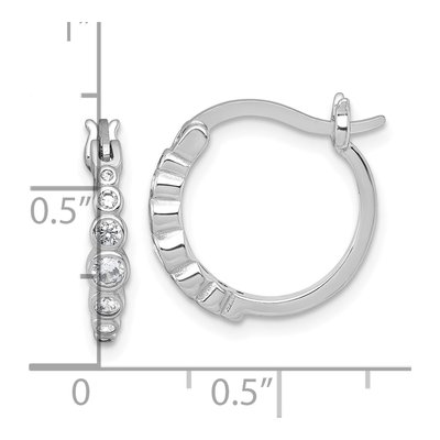 Sterling Silver 19mm CZ Graduated Hoop Earrings – view 4