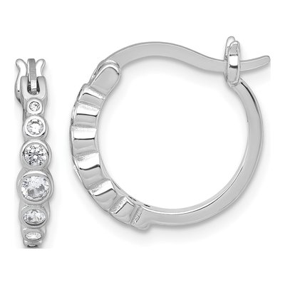 Sterling Silver 19mm CZ Graduated Hoop Earrings