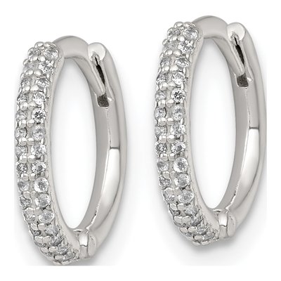 Sterling Silver 12mm CZ Huggie Hoop Earrings – view 3