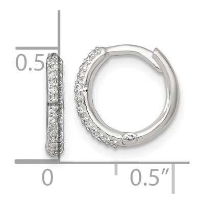 Sterling Silver 12mm CZ Huggie Hoop Earrings – view 4