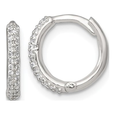 Sterling Silver 12mm CZ Huggie Hoop Earrings