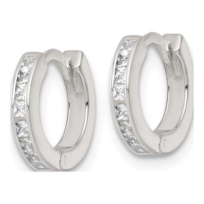 Sterling Silver 12mm CZ Enamel In-And-Out Hoop Earrings – view 3