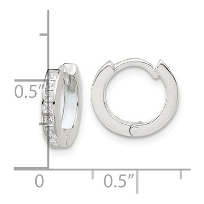 Sterling Silver 12mm CZ Enamel In-And-Out Hoop Earrings – view 4