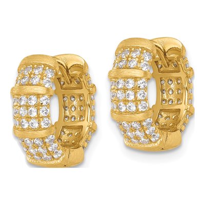 Gold-Plated Sterling Silver 14mm CZ Huggie Hoop Earrings – view 3
