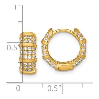Gold-Plated Sterling Silver 14mm CZ Huggie Hoop Earrings – view 4