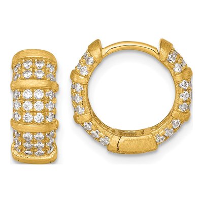 Gold-Plated Sterling Silver 14mm CZ Huggie Hoop Earrings