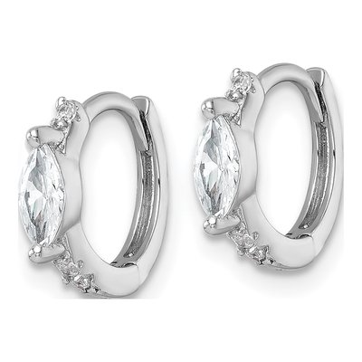 Sterling Silver 11mm CZ Huggie Hoop Earrings – view 3