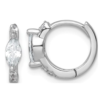 Sterling Silver 11mm CZ Huggie Hoop Earrings