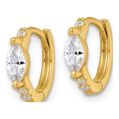 Gold-Plated Sterling Silver 11mm CZ Huggie Hoop Earrings – view 2