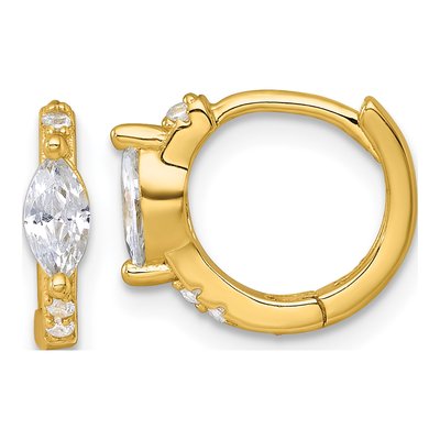 Gold-Plated Sterling Silver 11mm CZ Huggie Hoop Earrings