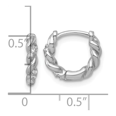 Sterling Silver 11mm CZ Twisted Huggie Hoop Earrings – view 4