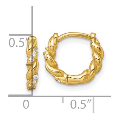 Gold-Plated Sterling Silver 11mm CZ Twisted Huggie Hoop Earrings – view 4