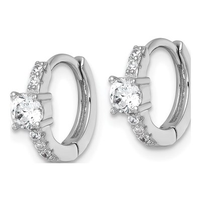Sterling Silver 11mm CZ Huggie Hoop Earrings – view 3