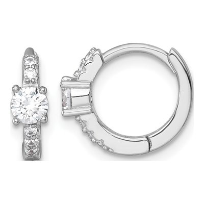 Sterling Silver 11mm CZ Huggie Hoop Earrings