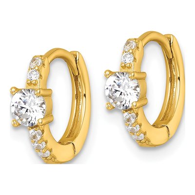 Gold-Plated Sterling Silver 11mm CZ Huggie Hoop Earrings – view 3