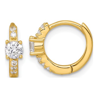 Gold-Plated Sterling Silver 11mm CZ Huggie Hoop Earrings