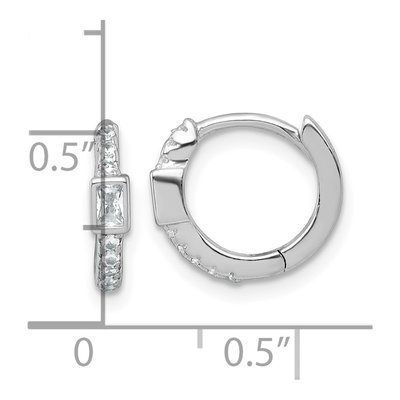 Sterling Silver 12mm CZ Huggie Hoop Earrings – view 4