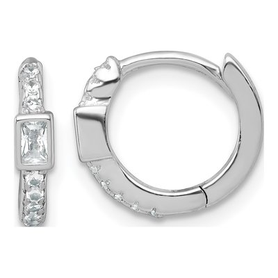 Sterling Silver 12mm CZ Huggie Hoop Earrings