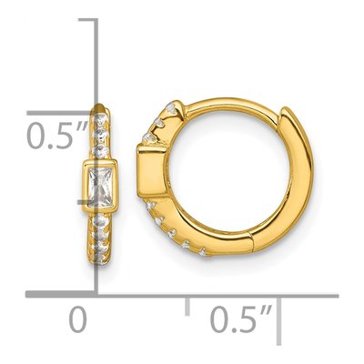 Gold-Plated Sterling Silver 11mm CZ Huggie Hoop Earrings – view 4