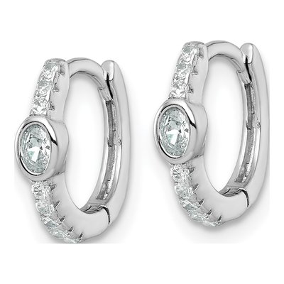 Sterling Silver 11mm CZ Huggie Hoop Earrings – view 3