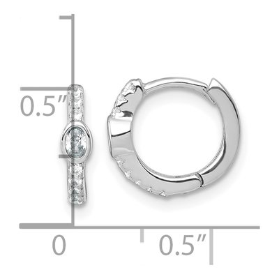 Sterling Silver 11mm CZ Huggie Hoop Earrings – view 4