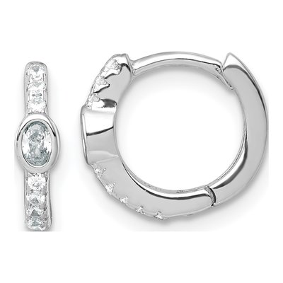 Sterling Silver 11mm CZ Huggie Hoop Earrings