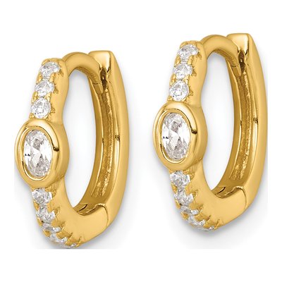 Gold-Plated Sterling Silver 11mm CZ Huggie Hoop Earrings – view 3