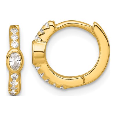 Gold-Plated Sterling Silver 11mm CZ Huggie Hoop Earrings